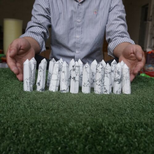 2kg 40Pcs 4.4LB Natural White Howlite Crystal Point Tower Obelisk Polished Healing