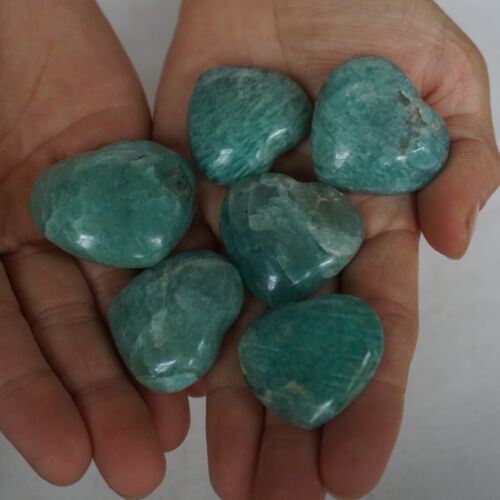 1KG 2.2LB 43Pcs Natural Green Amazonite Quartz Crystal Heart Palm stone Healing