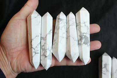 2KG 40Pcs Natural White Howlite Stone Crystal Double Points Wand Healing Wholesales