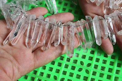 1000 Pieces Natural Clear Quartz Crystal Points With holes Pendants Polished Necklace