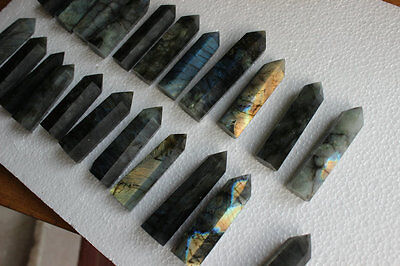 2KG 30Pcs 4.4LB Natural Rainbow Labradorite Gem Stone Crystal Points Polished Healing