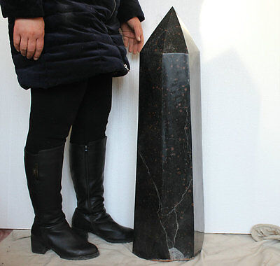 76kg 168LB 32.9" Large Natural Black Tourmaline & Red Garnet Quartz Crystal Point Healing