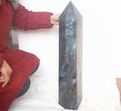 28.5KG 62.75LB 27.3" Huge Natural Rainbow Labradorite Gem Stone Crystal Point Healing