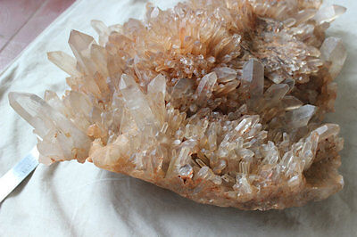 79.7LB Huge NATURAL CLEAR WHITE QUARTZ CRYSTAL CLUSTER POINTS ORIGINAL Brazil