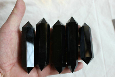 50 Pieces 2.2kg Natural Black Obsidian Crystal Double Points Wand Polished Healing