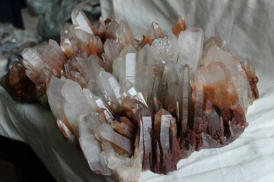 17KG 37.4LB NATURAL RED PHANTOM GHOST CLEAR QUARTZ CRYSTAL CLUSTER POINTS ORIGINAL