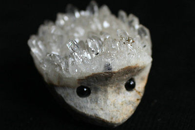 10 Natural Clear Quartz Crystal Cluster hedgehog Carved Head Sculpture Healing