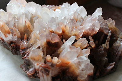 17KG 37.4LB NATURAL RED PHANTOM GHOST CLEAR QUARTZ CRYSTAL CLUSTER POINTS ORIGINAL