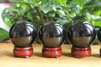 12 Pieces Natural Obsidian Crystal Spheres Balls Polished Healing 2.3-2.4" + Stands