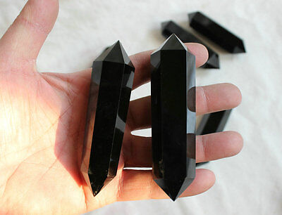 50 Pieces 2.2kg Natural Black Obsidian Crystal Double Points Wand Polished Healing