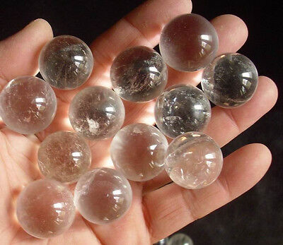 100 Pieces NATURAL CLEAR WHITE QUARTZ CRYSTAL SPHERES BALLS HEALING 23-26mm