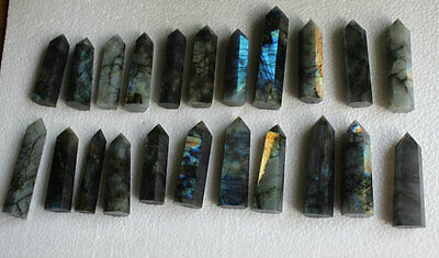 2KG 30Pcs 4.4LB Natural Rainbow Labradorite Gem Stone Crystal Points Polished Healing