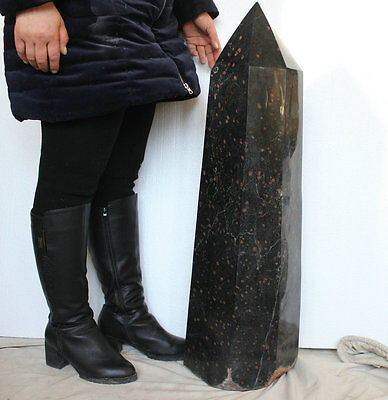 76kg 168LB 32.9" Large Natural Black Tourmaline & Red Garnet Quartz Crystal Point Healing