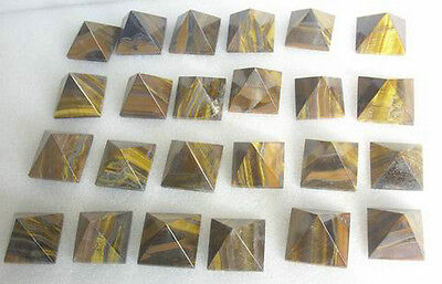 24 Natural Tiger eye Quartz Crystal Pyramids Polished Healing Wholesales Price 39-45mm