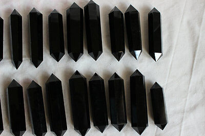 50 Pieces 2.2kg Natural Black Obsidian Crystal Double Points Wand Polished Healing