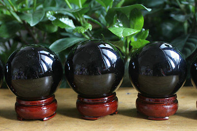 12 Pieces Natural Obsidian Crystal Spheres Balls Polished Healing 2.3-2.4" + Stands