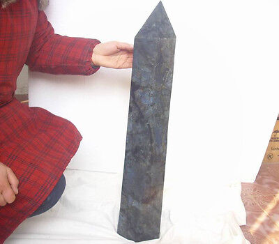 28.5KG 62.75LB 27.3" Huge Natural Rainbow Labradorite Gem Stone Crystal Point Healing