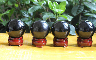 12Pcs Natural Obsidian Crystal Spheres Balls Polished Healing 1.9-2.0" + Stands