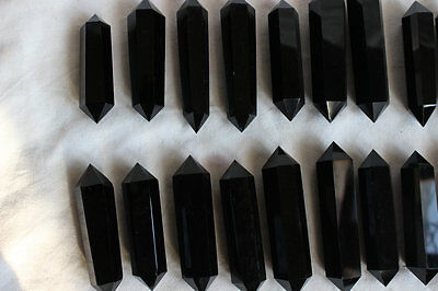 50 Pieces 2.2kg Natural Black Obsidian Crystal Double Points Wand Polished Healing