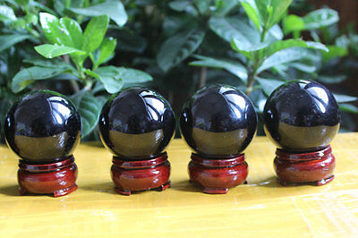 12Pcs Natural Obsidian Crystal Spheres Balls Polished Healing 1.9-2.0" + Stands