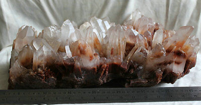 17KG 37.4LB NATURAL RED PHANTOM GHOST CLEAR QUARTZ CRYSTAL CLUSTER POINTS ORIGINAL