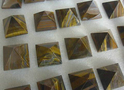 24 Natural Tiger eye Quartz Crystal Pyramids Polished Healing Wholesales Price 39-45mm