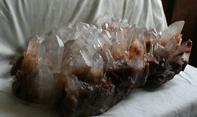 17KG 37.4LB NATURAL RED PHANTOM GHOST CLEAR QUARTZ CRYSTAL CLUSTER POINTS ORIGINAL