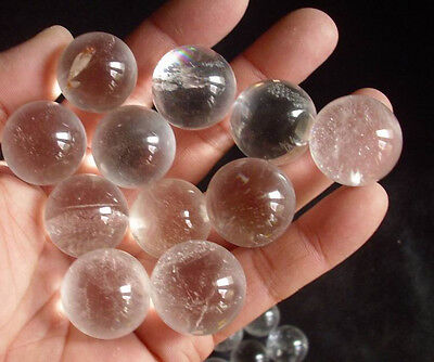 100 Pieces NATURAL CLEAR WHITE QUARTZ CRYSTAL SPHERES BALLS HEALING 23-26mm