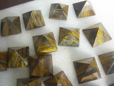 24 Natural Tiger eye Quartz Crystal Pyramids Polished Healing Wholesales Price 39-45mm