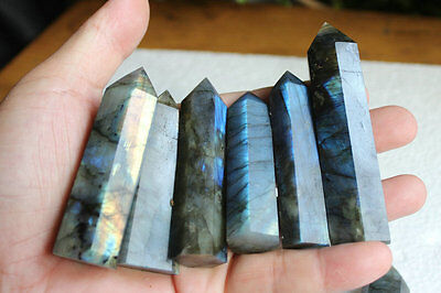 2KG 30Pcs 4.4LB Natural Rainbow Labradorite Gem Stone Crystal Points Polished Healing