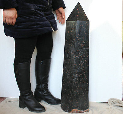 76kg 168LB 32.9" Large Natural Black Tourmaline & Red Garnet Quartz Crystal Point Healing