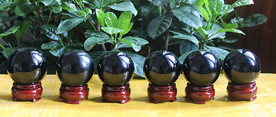 12Pcs Natural Obsidian Crystal Spheres Balls Polished Healing 1.9-2.0" + Stands