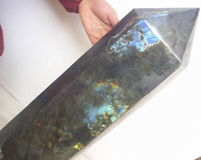 28.5KG 62.75LB 27.3" Huge Natural Rainbow Labradorite Gem Stone Crystal Point Healing