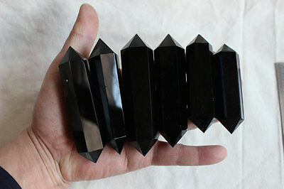 50 Pieces 2.2kg Natural Black Obsidian Crystal Double Points Wand Polished Healing