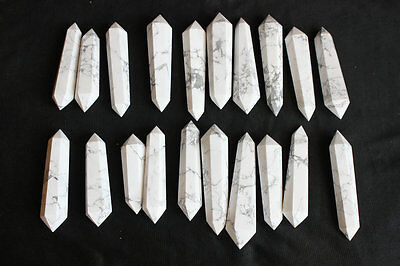 2KG 40Pcs Natural White Howlite Stone Crystal Double Points Wand Healing Wholesales