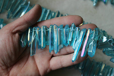 2.6KG 350Pcs Rainbow Aqua Aura Quartz Crystal Point Titanium Coating Pendant Necklace