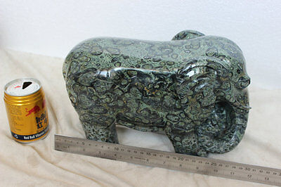 11.4KG 22.96LB Natural Stromatolite Kambara Jasper Crystal Elephants Carved Mother Baby