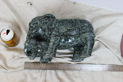 11.4KG 22.96LB Natural Stromatolite Kambara Jasper Crystal Elephants Carved Mother Baby