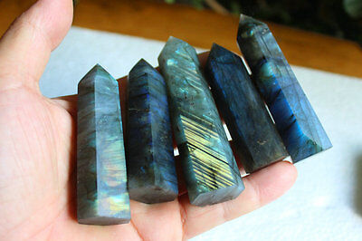 2KG 30Pcs 4.4LB Natural Rainbow Labradorite Gem Stone Crystal Points Polished Healing