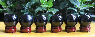 12Pcs Natural Obsidian Crystal Spheres Balls Polished Healing 1.9-2.0" + Stands