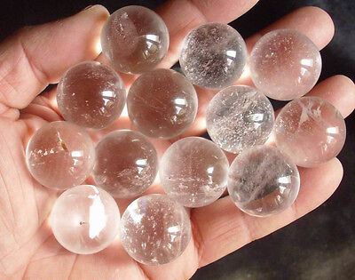 100 Pieces NATURAL CLEAR WHITE QUARTZ CRYSTAL SPHERES BALLS HEALING 23-26mm