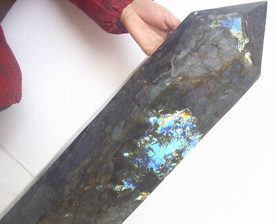 28.5KG 62.75LB 27.3" Huge Natural Rainbow Labradorite Gem Stone Crystal Point Healing