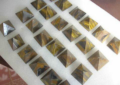 24 Natural Tiger eye Quartz Crystal Pyramids Polished Healing Wholesales Price 39-45mm