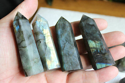 2KG 30Pcs 4.4LB Natural Rainbow Labradorite Gem Stone Crystal Points Polished Healing