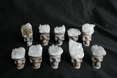 20 Pieces Natural Clear Quartz Crystal Cluster Skulls Carved Head Sculpture Healing Wholesales Lot