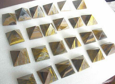 24 Natural Tiger eye Quartz Crystal Pyramids Polished Healing Wholesales Price 39-45mm