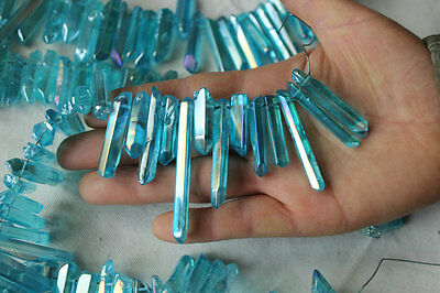 2.6KG 350Pcs Rainbow Aqua Aura Quartz Crystal Point Titanium Coating Pendant Necklace