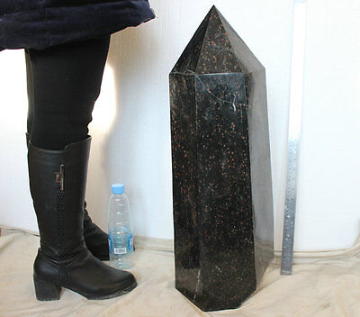 60KG Huge 132.2LB 26.2" Natural Black Tourmaline & Red Garnet Quartz Crystal Point Healing