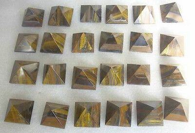 24 Natural Tiger eye Quartz Crystal Pyramids Polished Healing Wholesales Price 39-45mm