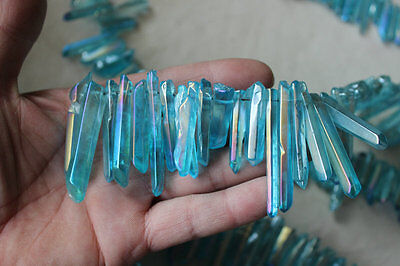 2.6KG 350Pcs Rainbow Aqua Aura Quartz Crystal Point Titanium Coating Pendant Necklace